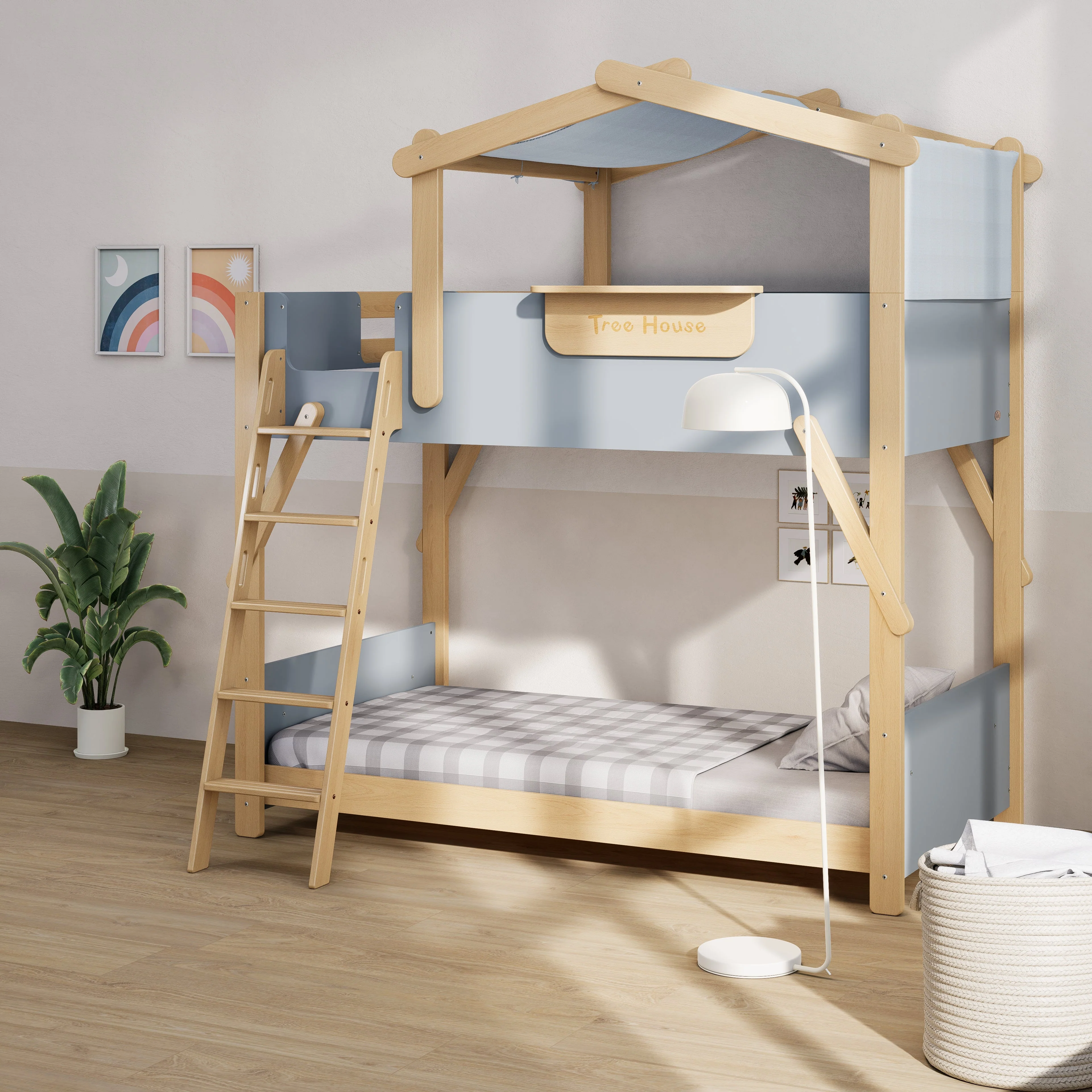 Treehouse King Single Bunk + Roof Frame and Ladder - Image 11