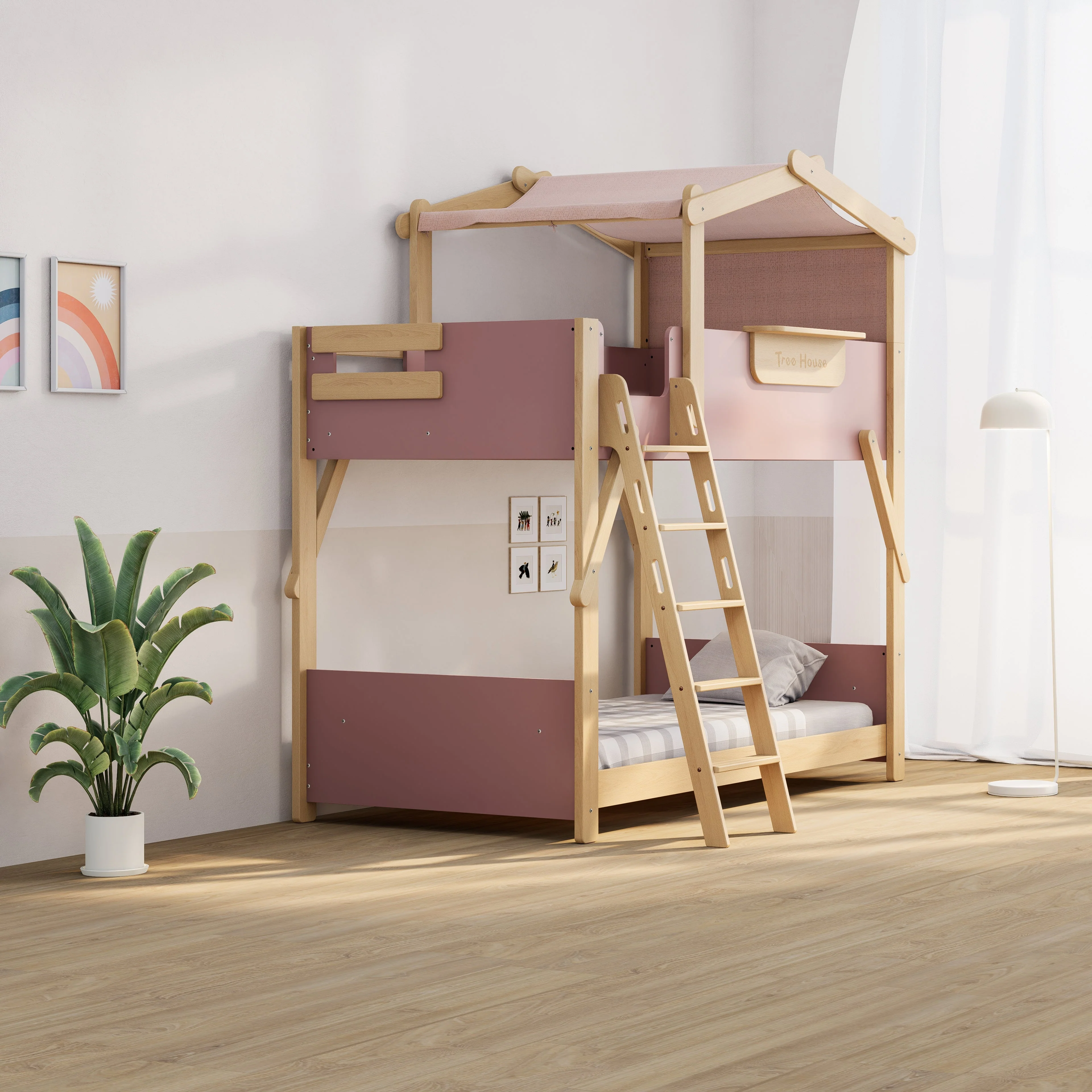 Treehouse King Single Bunk + Roof Frame and Ladder - Image 12