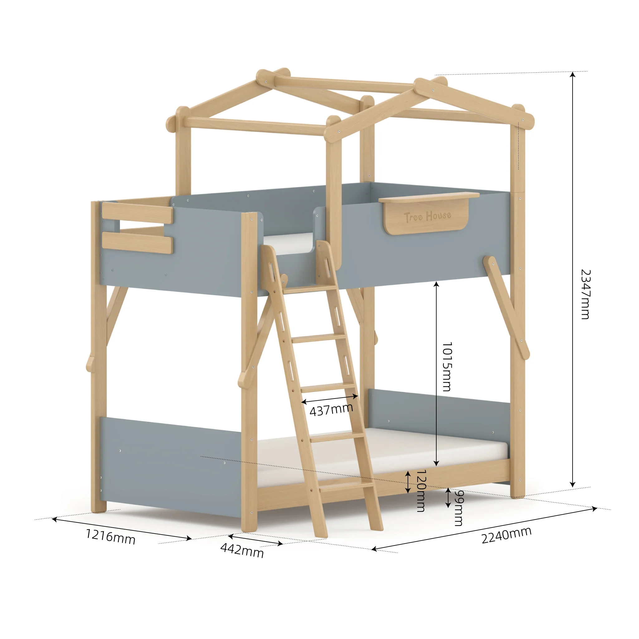 Treehouse King Single Bunk + Roof Frame and Ladder - Image 2