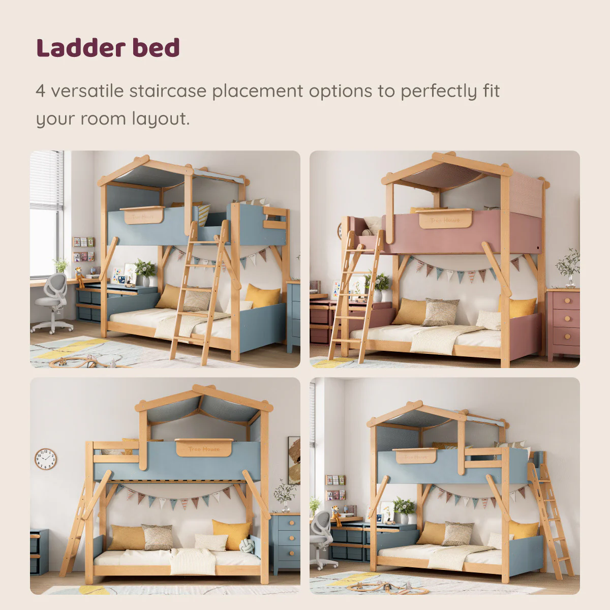 Treehouse King Single Bunk + Roof Frame and Ladder - Image 3
