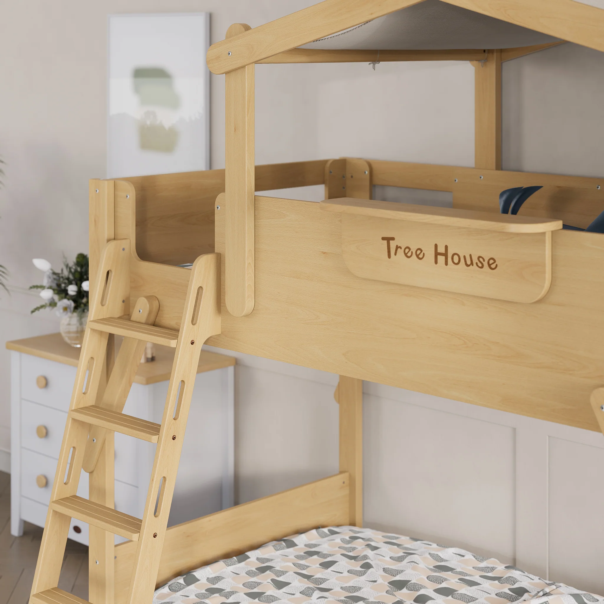 Treehouse King Single Bunk + Roof Frame and Ladder - Image 9