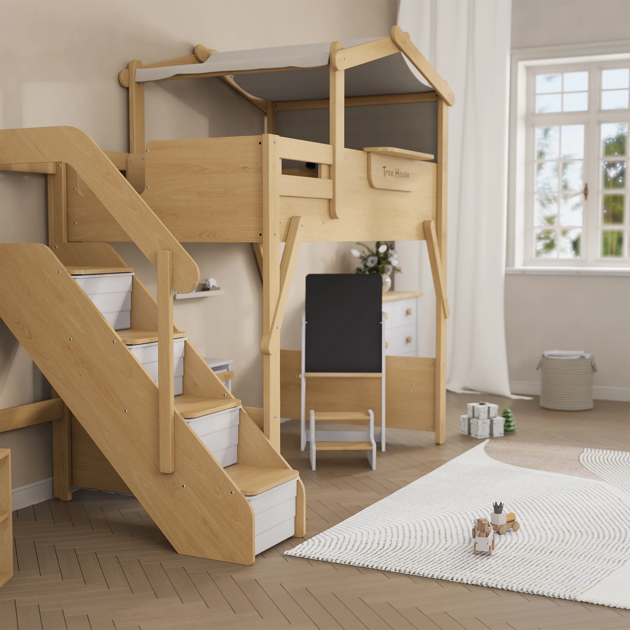 Treehouse King Single Loft + Roof Frame and Storage Staircase - Image 11