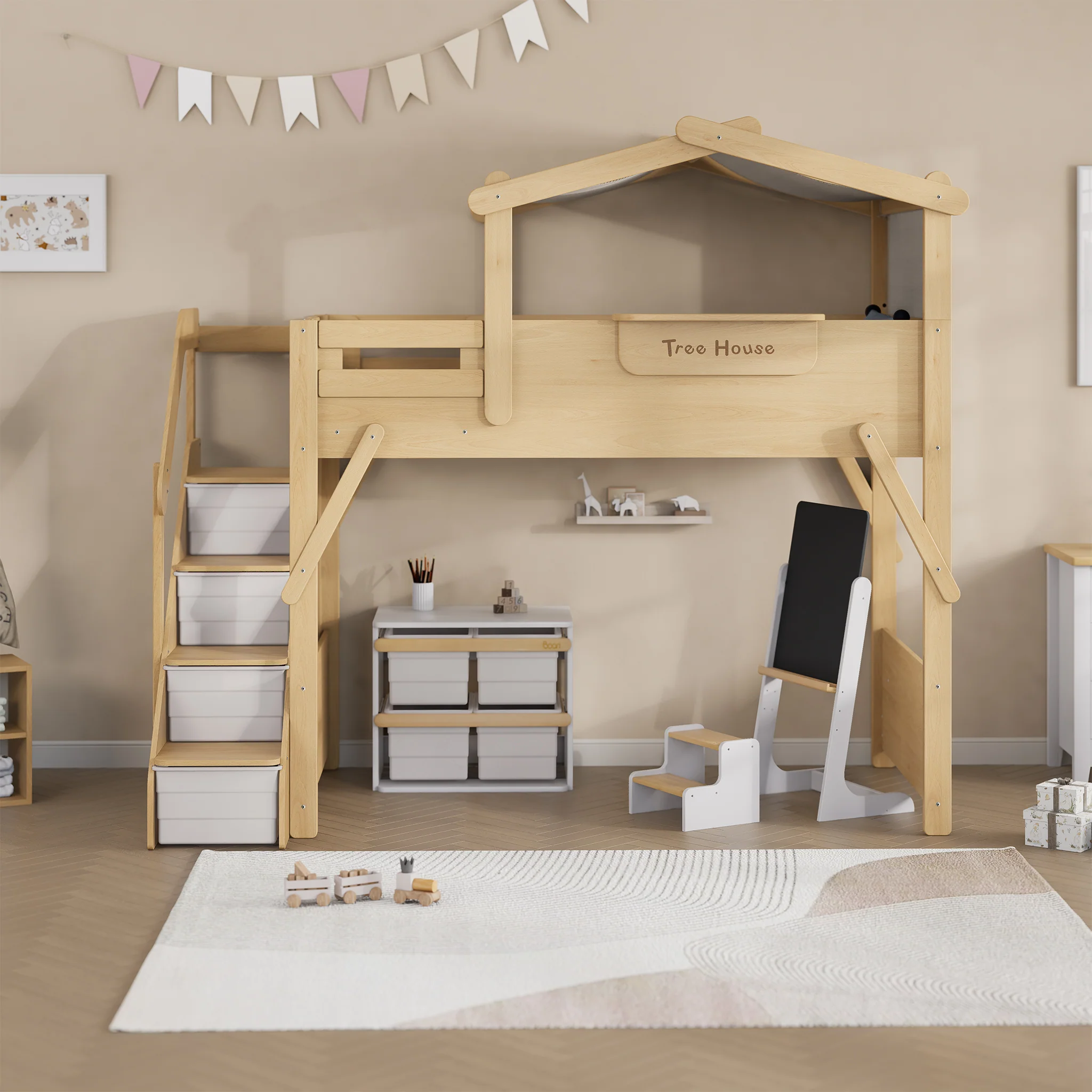 Treehouse King Single Loft + Roof Frame and Storage Staircase - Image 14