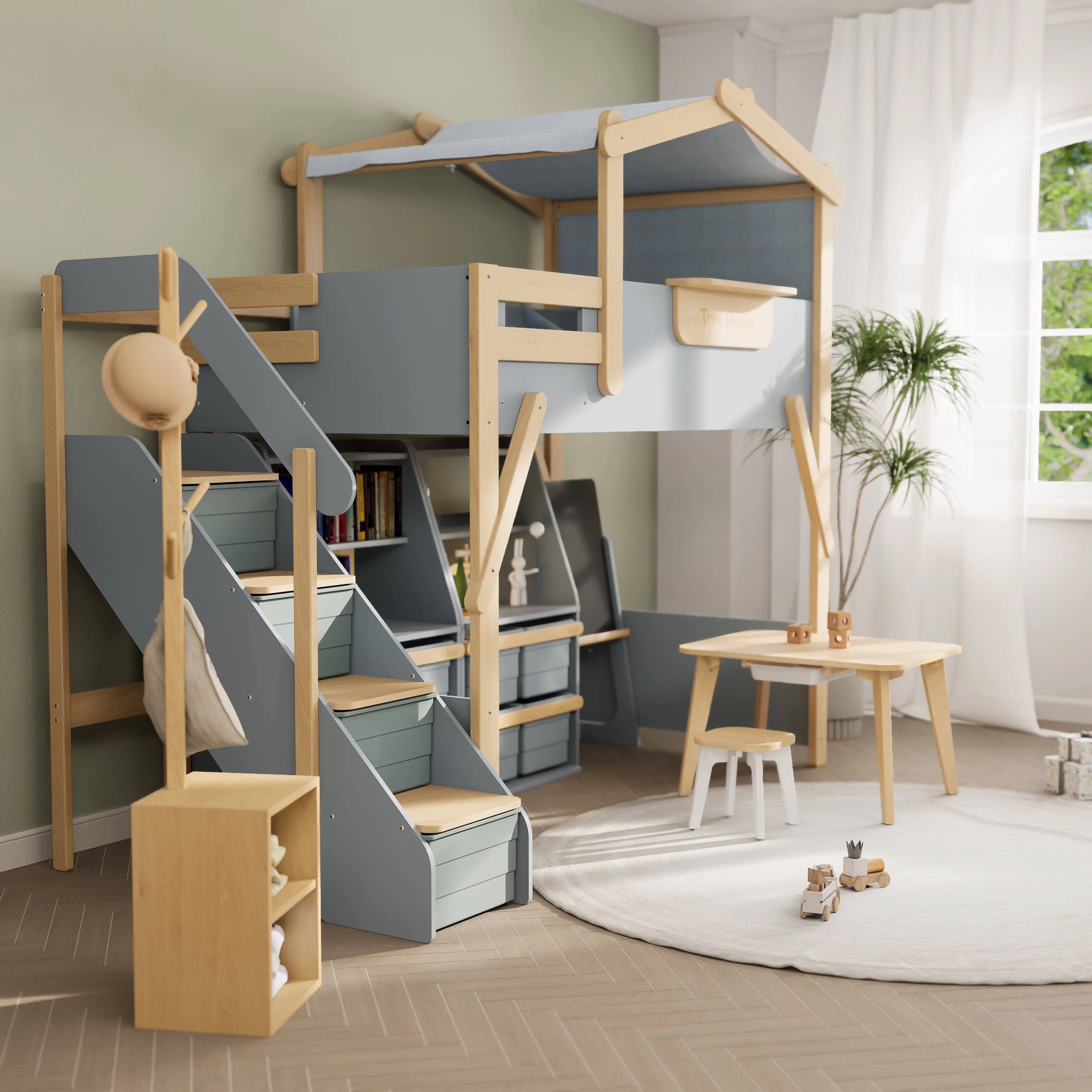 Treehouse King Single Loft + Roof Frame and Storage Staircase - Image 9