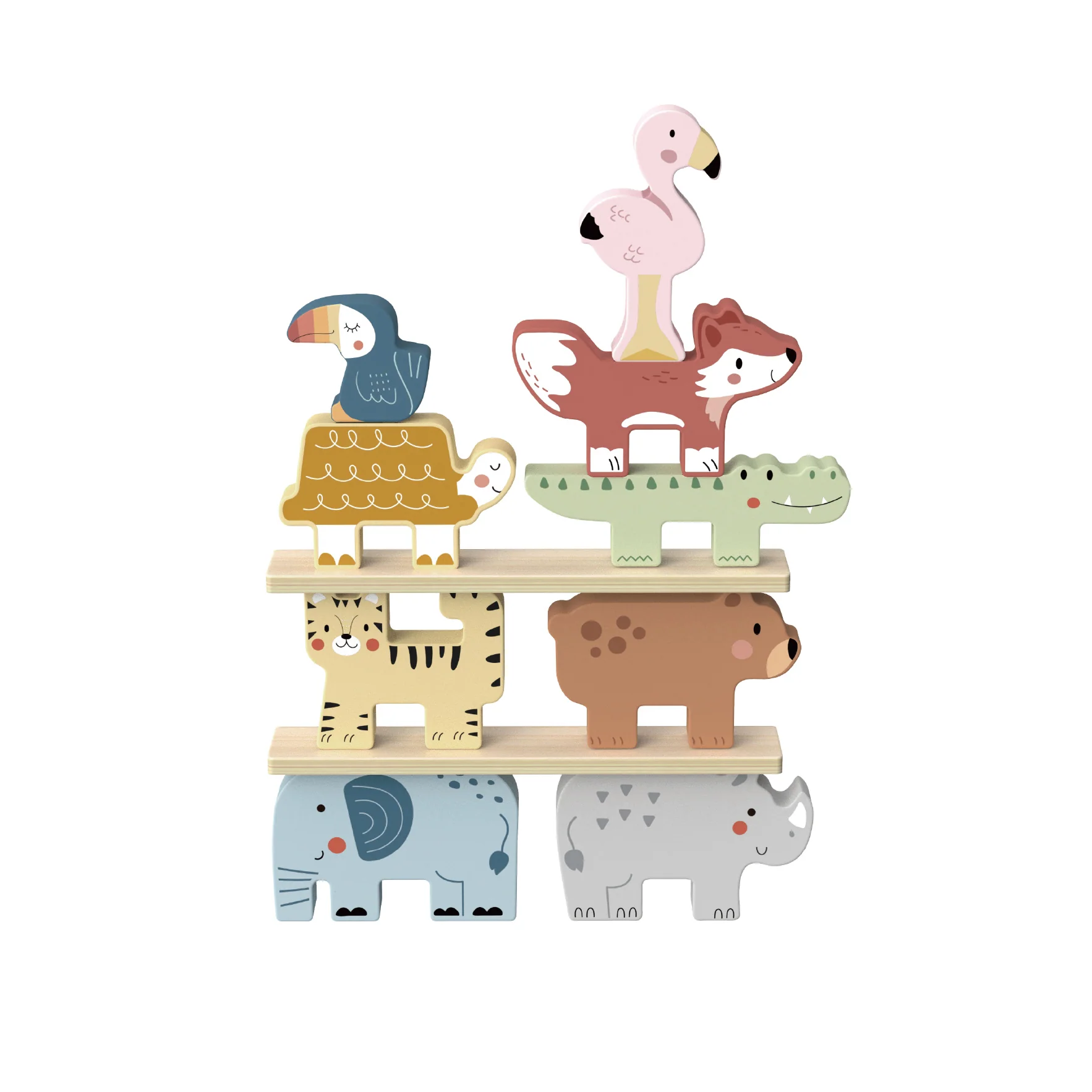 Tooky Wooden Animal Stacking Blocks Set | Educational Toy for Toddlers - Image 2
