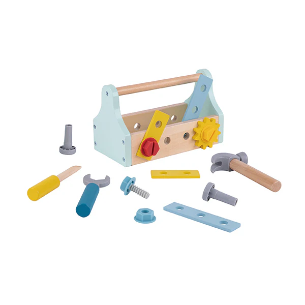 Tooky Toy Wooden Tool Box Set | Builder Playset for Kids - Image 2