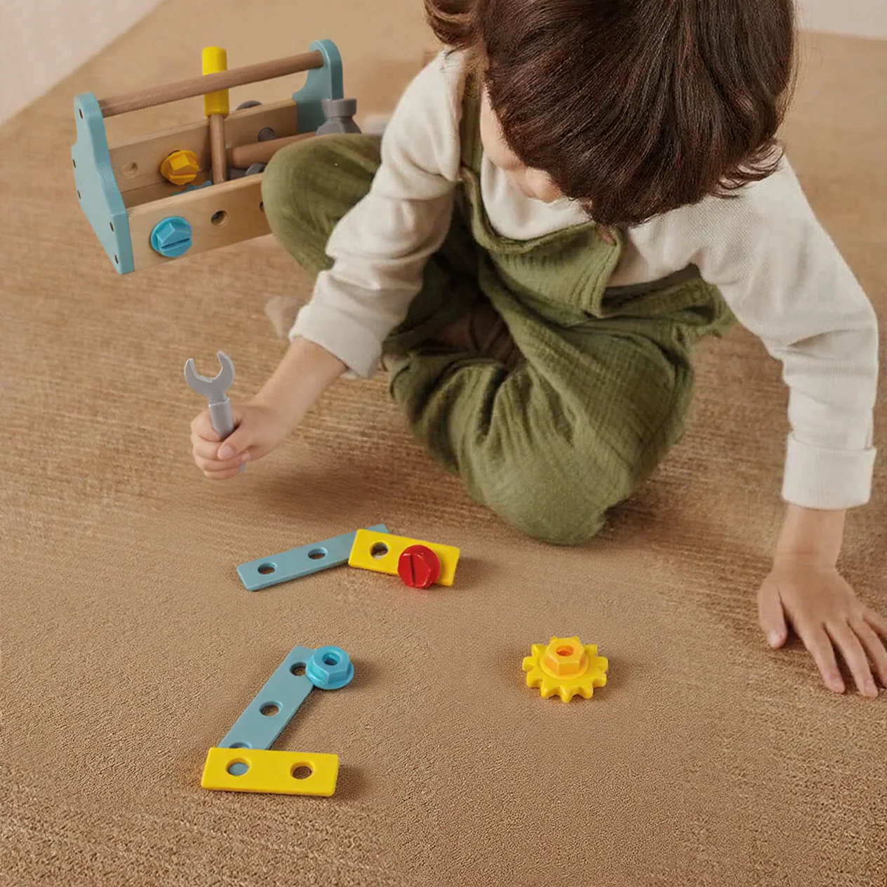 Tooky Toy Wooden Tool Box Set | Builder Playset for Kids - Image 3