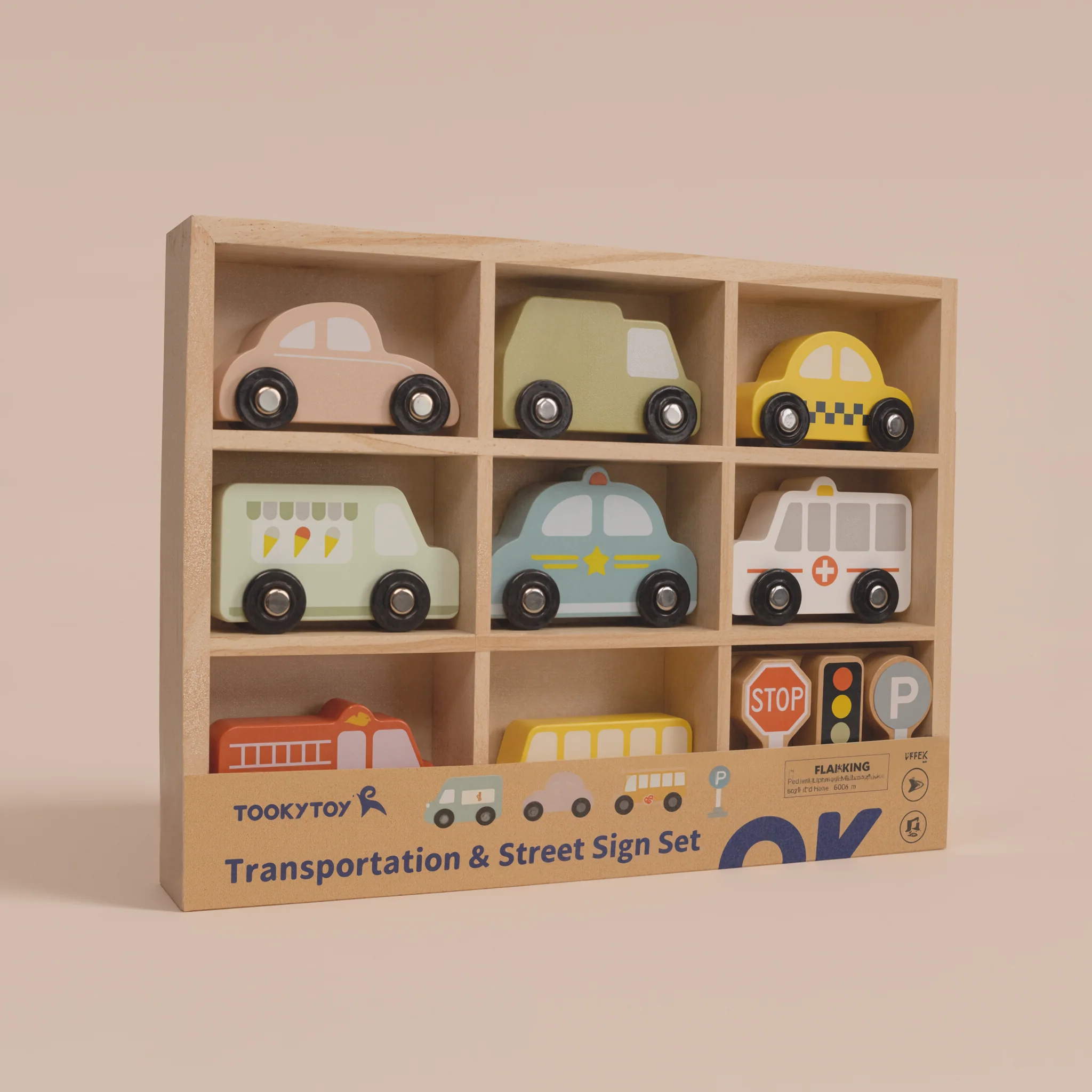Tooky Wooden Vehicle Playset for Kids | Transportation & Road Safety Toy - Image 10